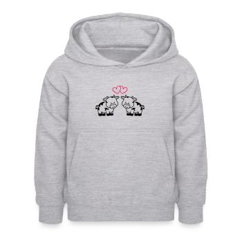 vaches amoureuses - Sweat à capuche Enfant - gris clair chiné - Devant - AI Model Kid Female (0cm)