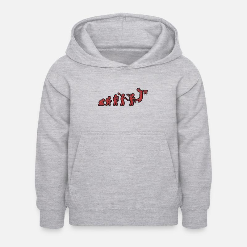 Evolution Basket-ball Rouge Grunge - Sweat à capuche Enfant - gris clair chiné
