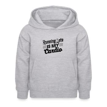 Spätes Cardio - Sport Humor - Kinder Hoodie - Hellgrau meliert - Vorne - AI Model Kid Female (0cm)