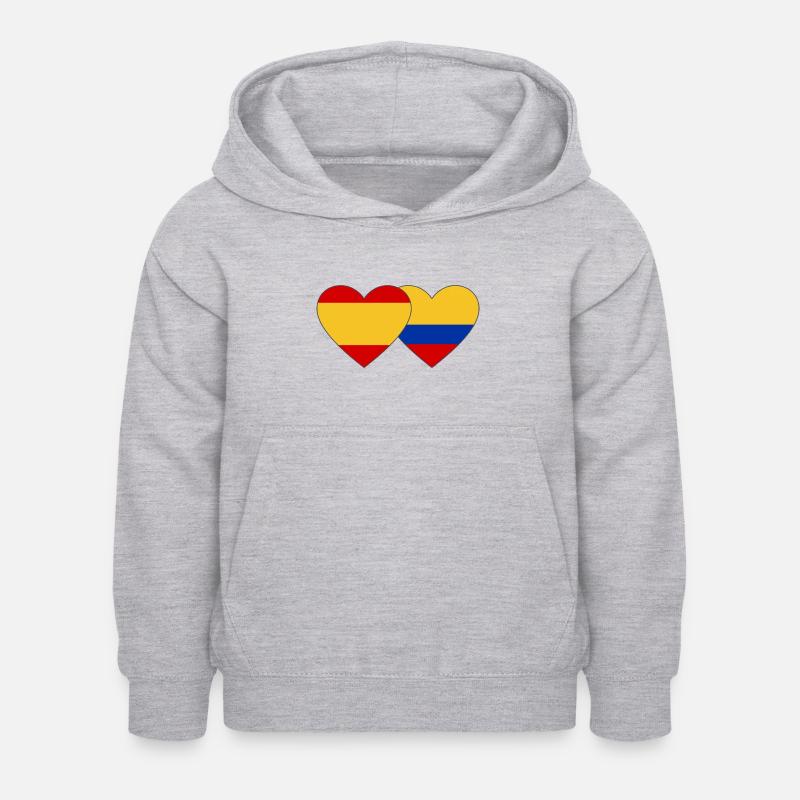 Espagne Colombie Drapeau Coeur - Sweat à capuche Enfant - gris clair chiné