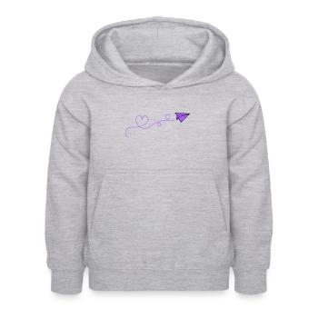 Paper Airplane Heart - Kids Hoodie - light heather grey - Front - AI Model Kid Female (0cm)