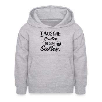 Tausche Bruder gegen Süßes - Kinder Hoodie - Hellgrau meliert - Vorne - AI Model Kid Female (0cm)