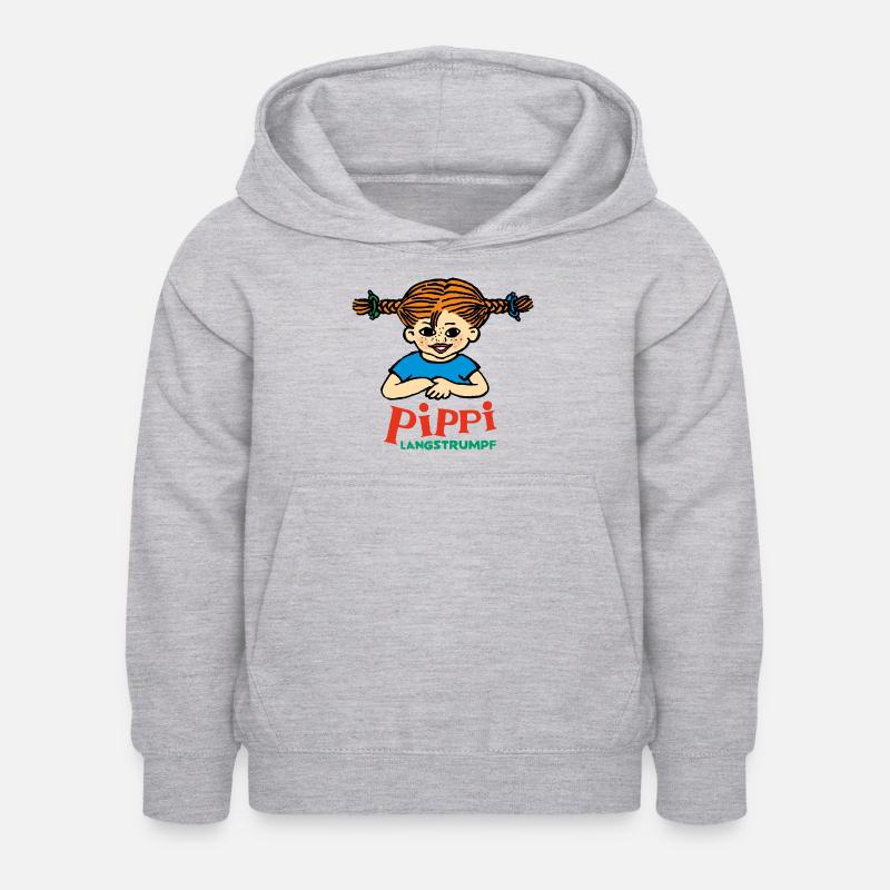 Logo Pippi Calzelunghe - Felpa con cappuccio per bambini - grigio chiaro melange