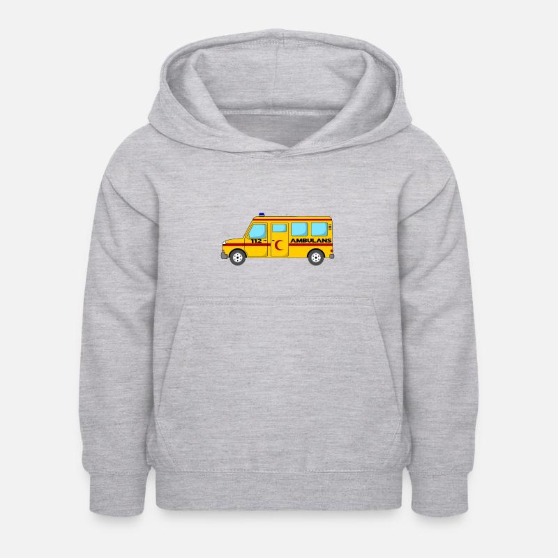 Ambulance 112 Ambulance Crescent jaune - Sweat à capuche Enfant - gris clair chiné