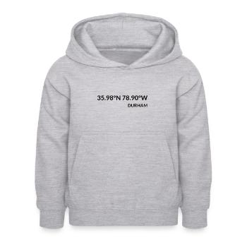 Durham, Caroline du Nord, États-Unis Coordonnées - Sweat à capuche Enfant - gris clair chiné - Devant - AI Model Kid Female (0cm)
