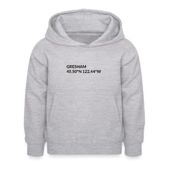 Gresham Oregon USA Koordinaten - Kinder Hoodie - Hellgrau meliert - Vorne - AI Model Kid Female (0cm)