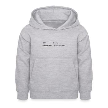 Ontario California USA Koordinaten - Kinder Hoodie - Hellgrau meliert - Vorne - AI Model Kid Female (0cm)