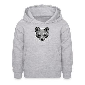 STILISIERTER MARDERKOPF - Kinder Hoodie - Hellgrau meliert - Vorne - AI Model Kid Female (0cm)