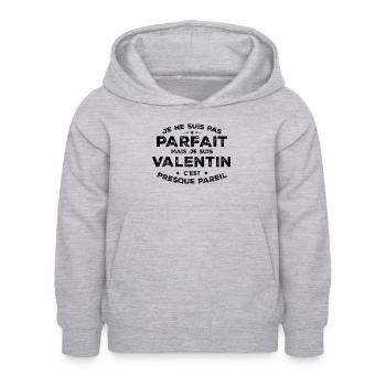Valentin Ein Name, eine Haltung Humor Valentine - Kinder Hoodie - Hellgrau meliert - Vorne - AI Model Kid Female (0cm)