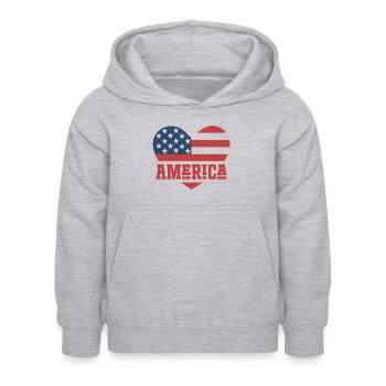 Amerika Flagge Herz - Kinder Hoodie - Hellgrau meliert - Vorne - AI Model Kid Female (0cm)