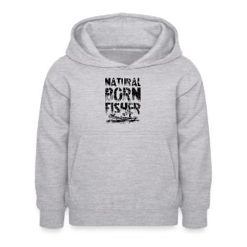 Fischen born fischer - Kinder Hoodie - Hellgrau meliert - Vorne - AI Model Kid Female (0cm)