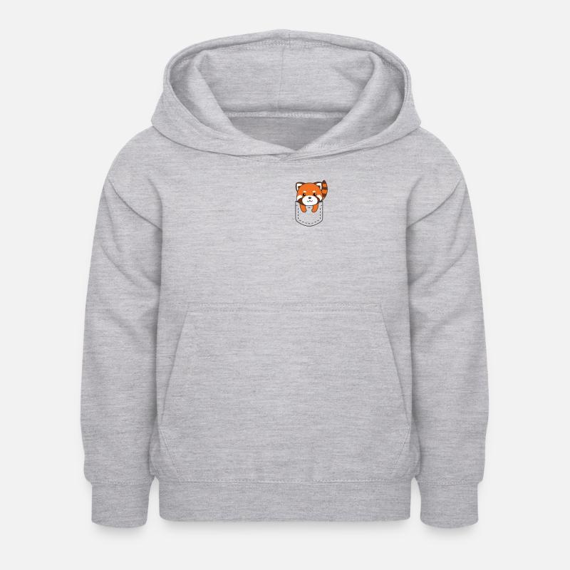 Panda roux en poche mignon panda en poche poitrine - Sweat à capuche Enfant - gris clair chiné