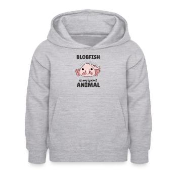 Blobfish Is My Spirit Animal - lustiger Blobfisch - Kinder Hoodie - Hellgrau meliert - Vorne - AI Model Kid Female (0cm)