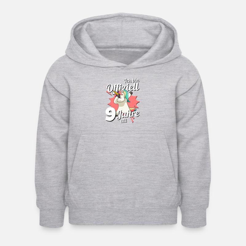 9. Geburtstag Dabbendes Einhorn Kindergeburtstag - Kinder Hoodie - Hellgrau meliert