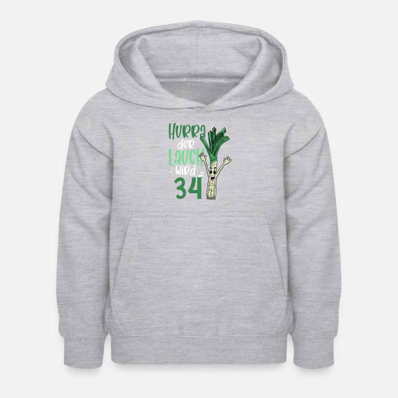 Hurra der Lauch wird 34 - Kinder Hoodie - Hellgrau meliert
