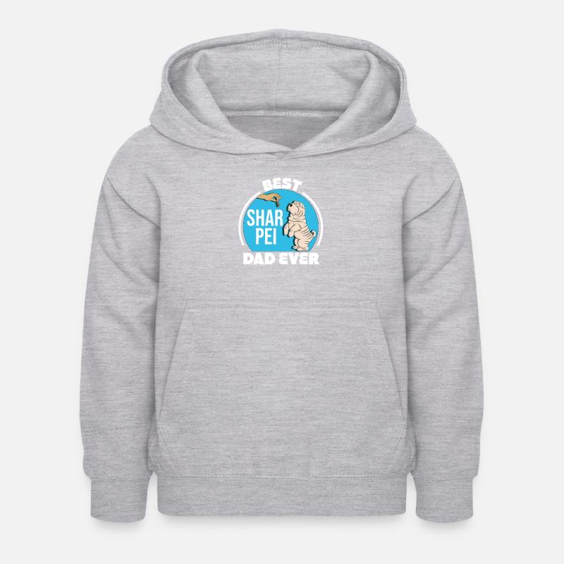 Shar Pei chinois - Sweat à capuche Enfant - gris clair chiné