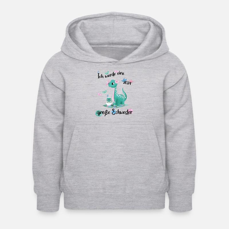 Ich Werde Eine Große Schwester 2024 - Kinder Hoodie - Hellgrau meliert