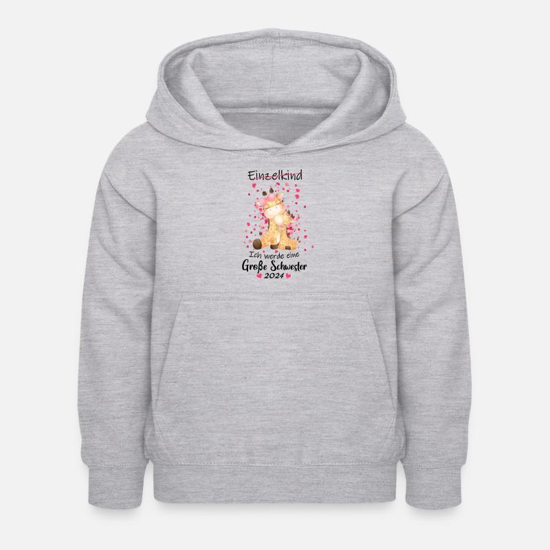 Ich Werde Eine Große Schwester 2024 - Kinder Hoodie - Hellgrau meliert