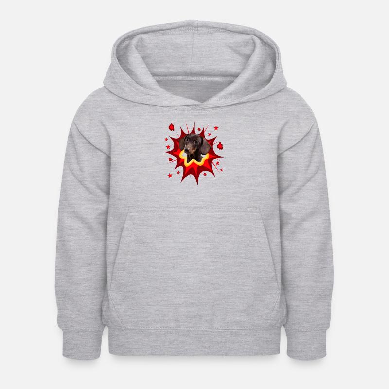 Conception de chien comique - Pow - Teckel - Sweat à capuche Enfant - gris clair chiné