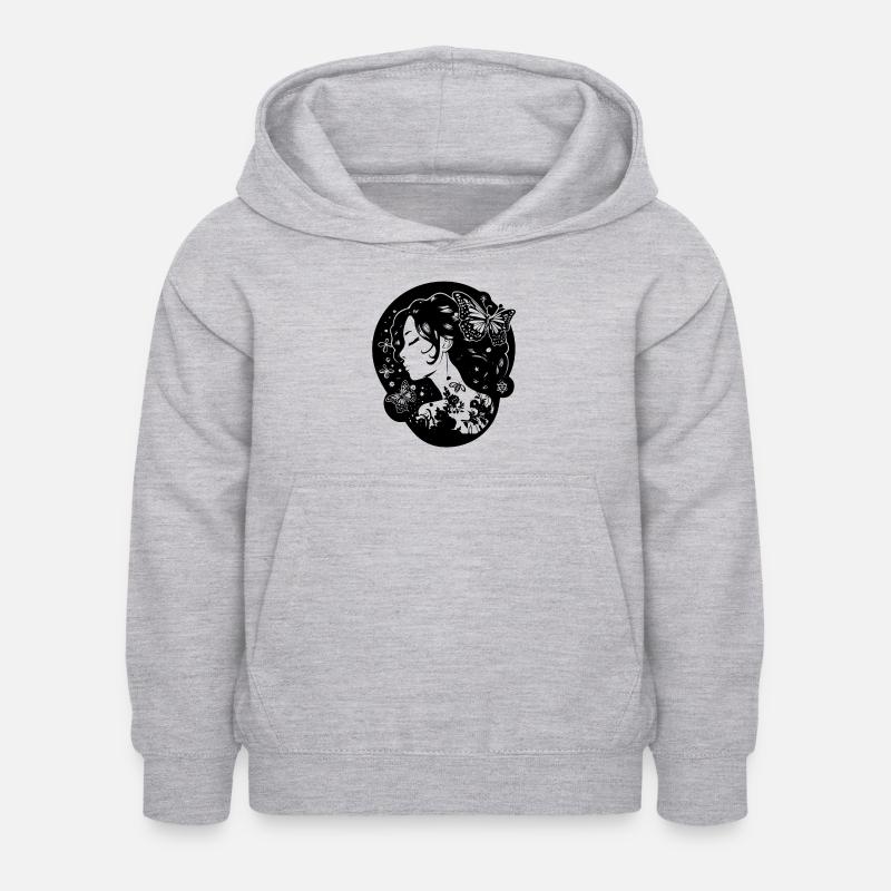 Wunderschöne Goth Ästhetik: Gothic Mädchen mit - Kinder Hoodie - Hellgrau meliert