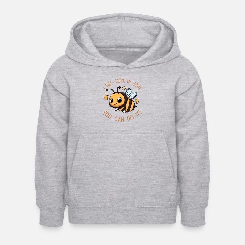 Biene Bee Witzg - Kinder Hoodie - Hellgrau meliert