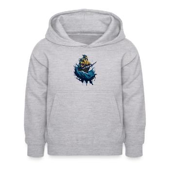 Piratenschiff in stürmischer See - Kinder Hoodie - Hellgrau meliert - Vorne - AI Model Kid Female (0cm)
