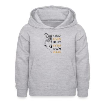 Tête de loup - Sweat à capuche Enfant - gris clair chiné - Devant - AI Model Kid Female (0cm)
