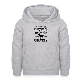 Je Pense A Mes Chèvres! Citation drôle agriculteur - Sweat à capuche Enfant - gris clair chiné - Devant - AI Model Kid Female (0cm)