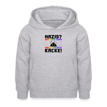 Sprüche gegen Rechts Nazis hatten wir schon mal - Kinder Hoodie - Hellgrau meliert - Vorne - AI Model Kid Female (0cm)