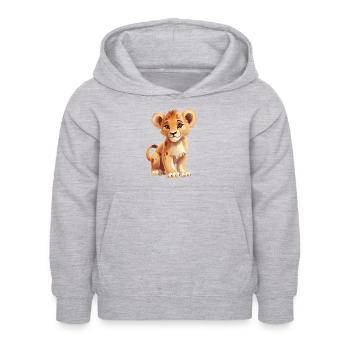 Lion mignon pour bébés et enfants - Sweat à capuche Enfant - gris clair chiné - Devant - AI Model Kid Female (0cm)