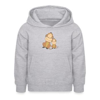 Monkey with child - Kids Hoodie - light heather grey - Front - AI Model Kid Female (0cm)