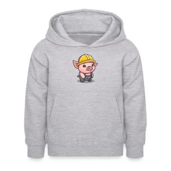 Work as a craftsman construction worker pig - Kids Hoodie - light heather grey - Front - AI Model Kid Female (0cm)
