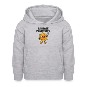 Strahle Positivität aus - Kinder Hoodie - Hellgrau meliert - Vorne - AI Model Kid Female (0cm)