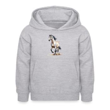 Aquarell Pferd fängt den Wind ein - Kinder Hoodie - Hellgrau meliert - Vorne - AI Model Kid Female (0cm)