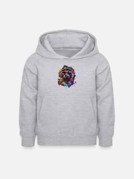 Faultier - Kinder Hoodie - Hellgrau meliert