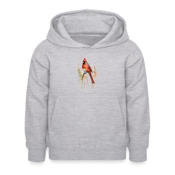 Nördlicher Kardinal Aquarell - Lebendiger Vogel - Kinder Hoodie - Hellgrau meliert - Vorne - AI Model Kid Female (0cm)