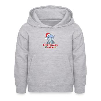 Dino Weihnachten Dinos Noël Cutie - Sweat à capuche Enfant - gris clair chiné - Devant - AI Model Kid Female (0cm)