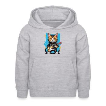 Cat Rocker Cat HardRock Gift - Sweat à capuche Enfant - gris clair chiné - Devant - AI Model Kid Female (0cm)