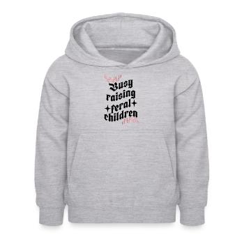 Busy Raising Feral Children, Funny Mom - Kids Hoodie - light heather grey - Front - AI Model Kid Female (0cm)