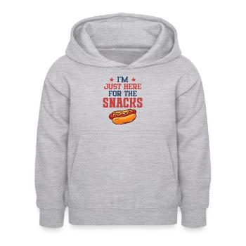 Ich bin nur wegen der Snacks hier - Kinder Hoodie - Hellgrau meliert - Vorne - AI Model Kid Female (0cm)