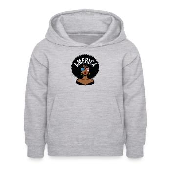 Amerika Afro - Kinder Hoodie - Hellgrau meliert - Vorne - AI Model Kid Female (0cm)