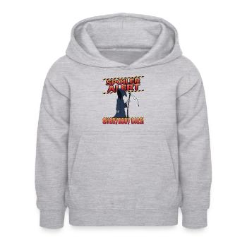 Alerte spoiler Tout le monde meurt - Sweat à capuche Enfant - gris clair chiné - Devant - AI Model Kid Female (0cm)