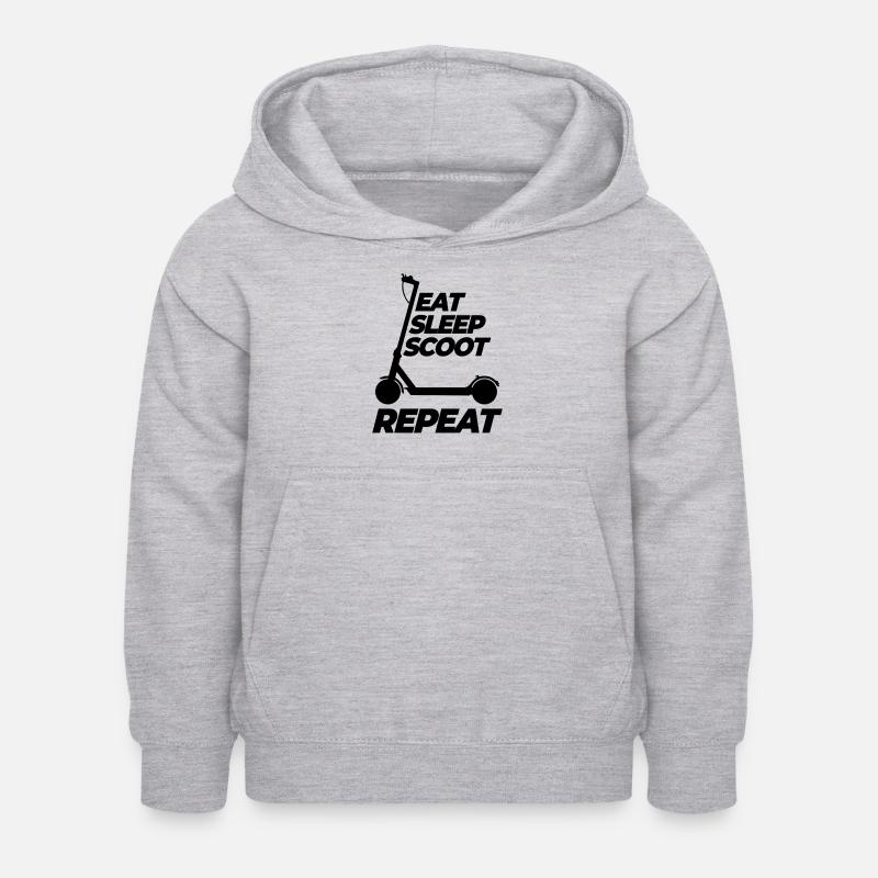 Eat Sleep Scoot Repeat, E-Scooter, Elektro Roller - Kinder Hoodie - Hellgrau meliert