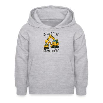 Futur Grand Frère Je vais être Grand Frère - Sweat à capuche Enfant - gris clair chiné - Devant - AI Model Kid Female (0cm)