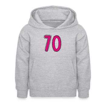 70. 70 ANS. 70e ANNIVERSAIRE. ANNIVERSAIRE 70 ANS. - Sweat à capuche Enfant - gris clair chiné - Devant - AI Model Kid Female (0cm)