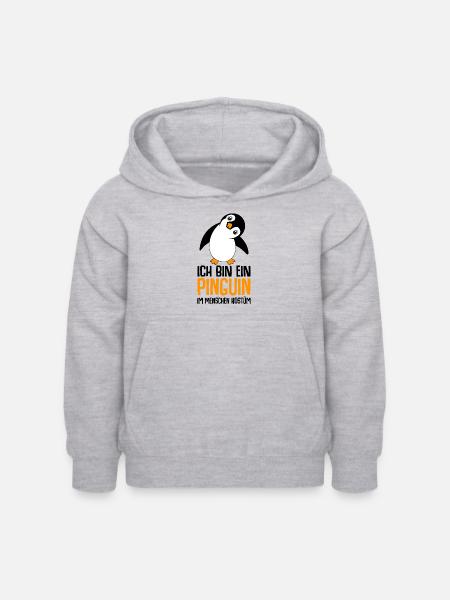 Pinguin - Kinder Hoodie - Hellgrau meliert