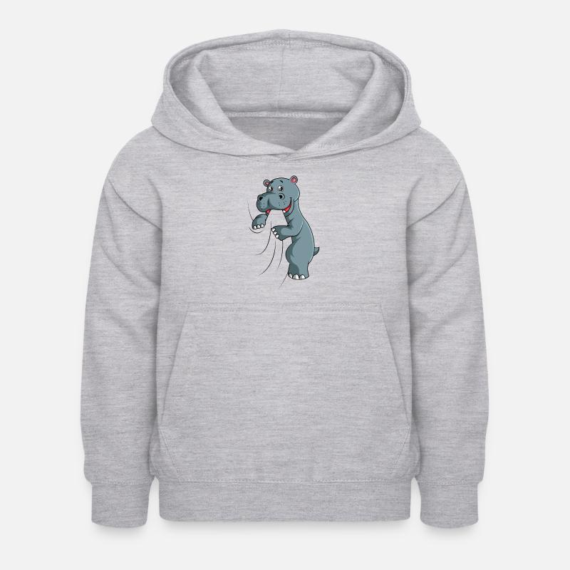 Hippopotame - Sweat à capuche Enfant - gris clair chiné