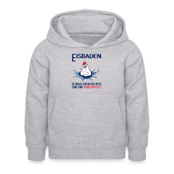 winterbader winterschwimmen pudelmütze eisbaden - Kinder Hoodie - Hellgrau meliert - Vorne - AI Model Kid Female (0cm)