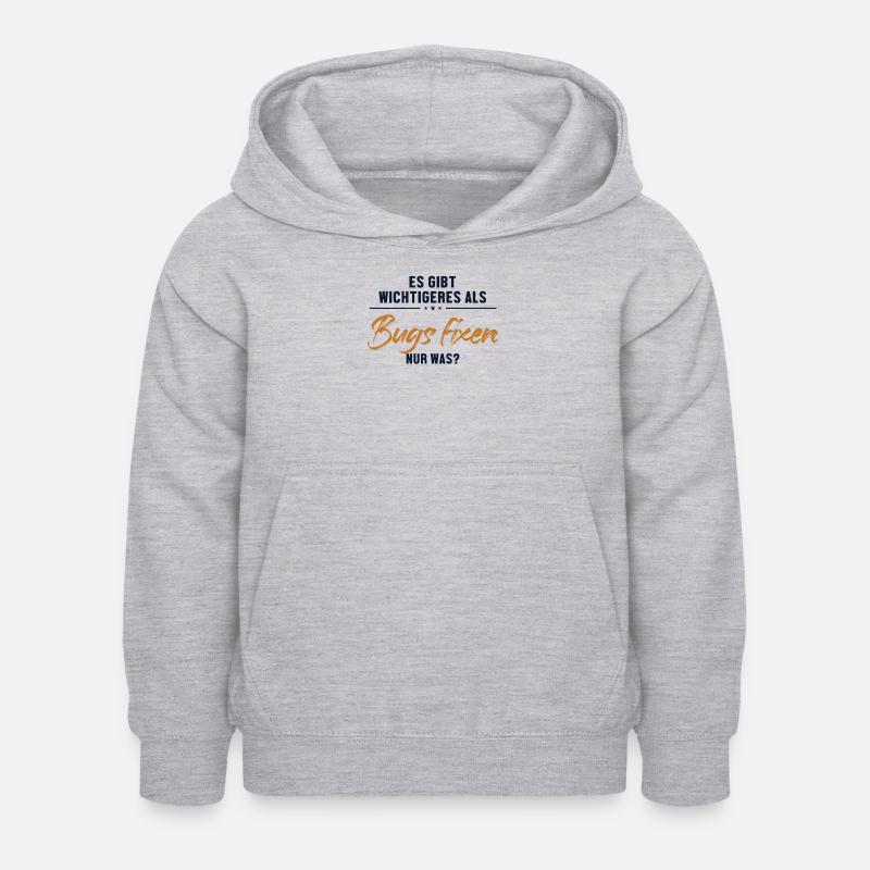 Wichtigeres als Bugs Fixen Developer Coder - Kinder Hoodie - Hellgrau meliert