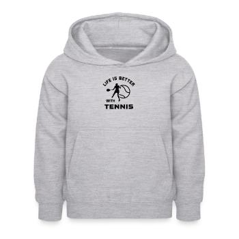 La vie est meilleure avec les joueurs de tennis de l’équipe de tennis - Sweat à capuche Enfant - gris clair chiné - Devant - AI Model Kid Female (0cm)